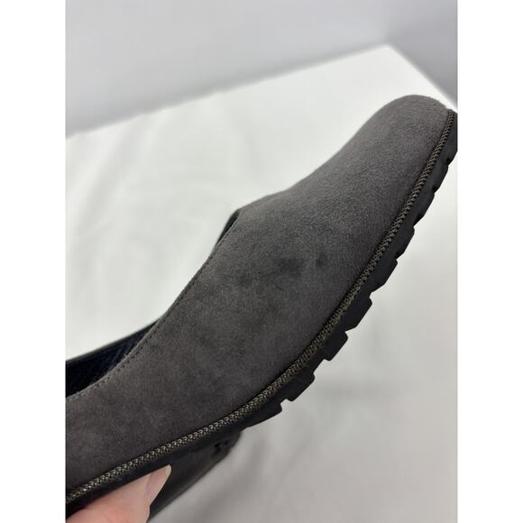 Stuart Weitzman Low Heel Pumps Dark Grey Suede Size 8 Square Toe Low Block Heel - Picture 9 of 14